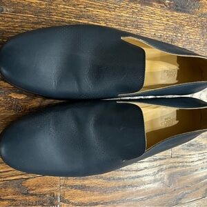 Hermes Men's authentic navy blue Leather perforated Loafers/ smokinf slipper